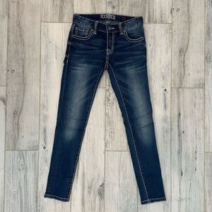 Rock & Roll Cowgirl Girls Skinny Jeans with Back-pocket Embellishment